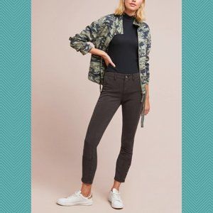 Anthropologie Black Mid Rise Skinny Ankle Pants w/ Button Cuffs